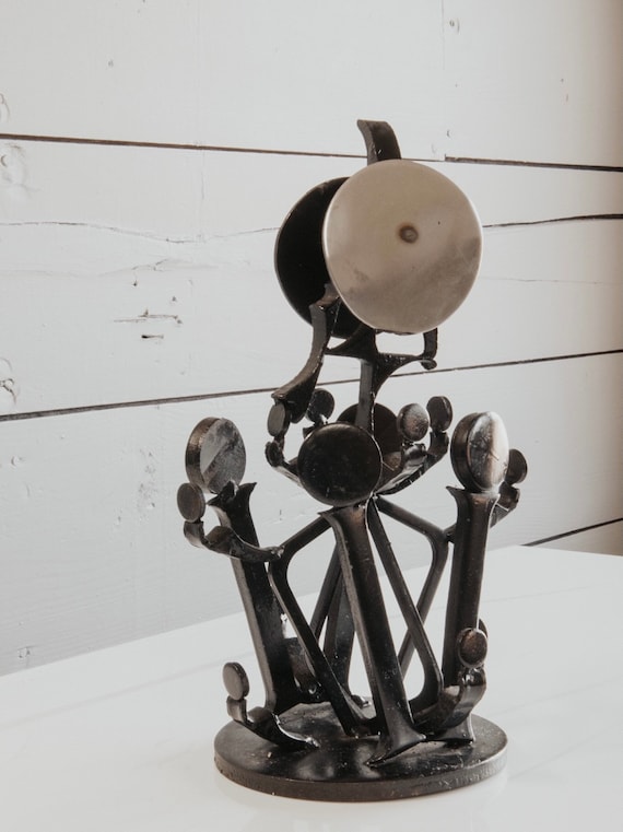 Vintage Abstract Mid Century Steel Sculpture Brutalist