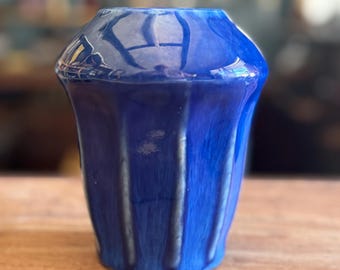 Antique French Blue Glazed Pottery Vase