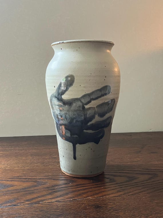 Vintage Studio Pottery Hand Vase Signed ME ME