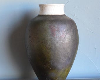 Vintage Raku Vase Signed Coniff Art Pottery Hand Thrown