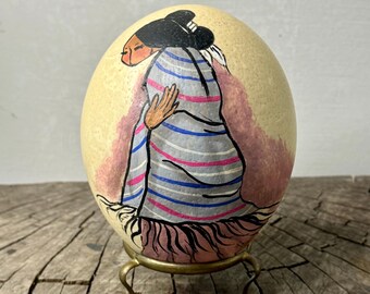 Original Southwestern Indian Ostrich Egg Painting By Judy Martingale