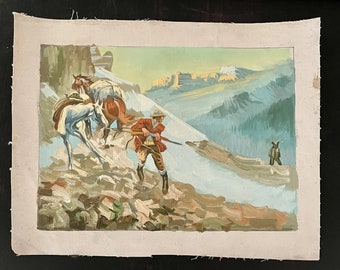 Western CM Russel Inspired Oil Painting “Hunter & Bear”