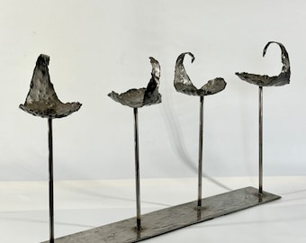 Original Brutalist Steel Sculpture Post Modern Art