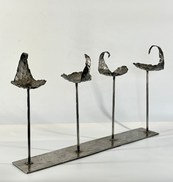 Original Brutalist Steel Sculpture Post Modern Art