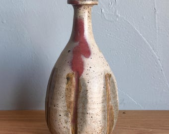 Vintage Japanese Stoneware Pottery Bud Vase Signed