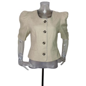 Vintage Bavarian Folk Jacket/ Natural Linen Summer Jacket/UK 10 Fr 38//Oktoberfest/Cottagecore/Austrian/Trachten/Tyrolean