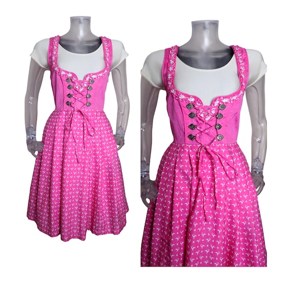Folk Dirndl Dress/pink White Stag Bohemian Dress UK 10 Fr 38 Vintage  Oktoberfest/bavarian/austrian/german/tyrolean/trachten/cottagecore - Etsy