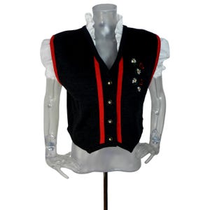 Vintage Wool Blend Bavarian Folk Gilet/Grey Knitted Waistcoat/UK 16 F44/Dirndl Jacket/Oktoberfest/Cottagecore/Austrian/Trachten/Tyrol/Winter