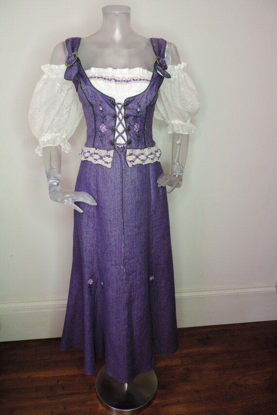 VINTAGE Folk Dress/Purple 2 Pc Skirt Bodice Dirnd… - image 4