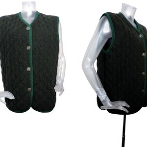 Vintage Wool Bavarian Folk Gilet/Forest Green Quilted Body Warmer/M /Dirndl Jacket/Oktoberfest/Cottagecore/Austrian/Trachten/Tyrol/ Winter