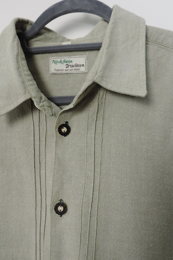 Men's Vintage Bavarian Folk Shirt/Beige Rustic Co… - image 2