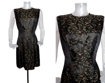 VINTAGE 1960s Dress /Brown Copper Camo Pattern  /UK 10 Fr 38/ 60s Dress /Mod Dress / Retro Dress/Sheath Dress/GoGo/ Psychedelic/Fab & Funky