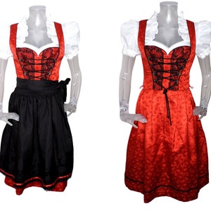 Dirndl Folk Dress/Red Black Party Dress /Bohemian Dress UK 8 Fr 36 Vintage Oktoberfest/Bavarian/Austrian/German/Tyrolean/Costume/Trachten
