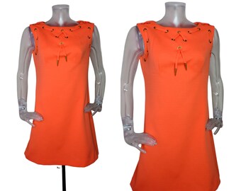 Robe VINTAGE des années 1960/Robe fourreau orange mandarine rétro / Royaume-Uni 12 Fr 40/GoGo/Robe des années 60/Robe rétro/Robe Mod/Scooter/Robe orange/Mini