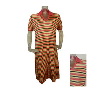 Bargain Box***Abito vintage anni '70/Abito con maglietta a righe rosa/UK 16 F 44/Abito anni '70/Abito mod/Abito a tubino/Abito retrò/Abito con colletto