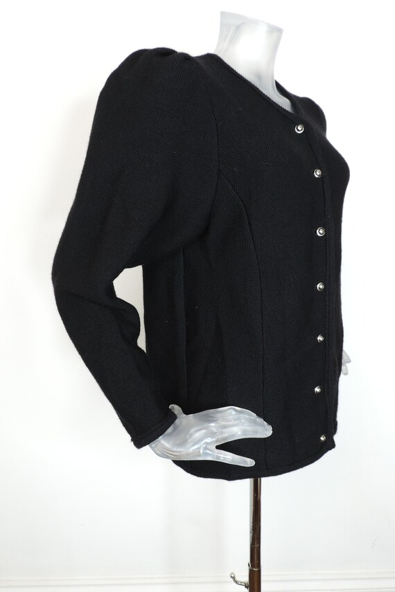 Vintage Bavarian Folk Cardigan/ Black Knitted But… - image 4