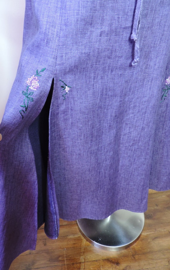 VINTAGE Folk Dress/Purple 2 Pc Skirt Bodice Dirnd… - image 7