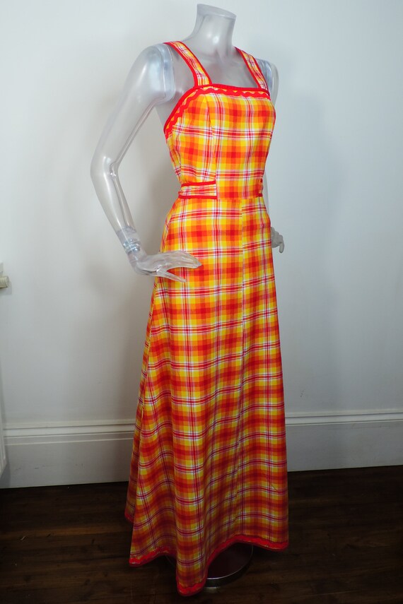 VINTAGE 1970s Hennes Dress /Bright Red Yellow Che… - image 7