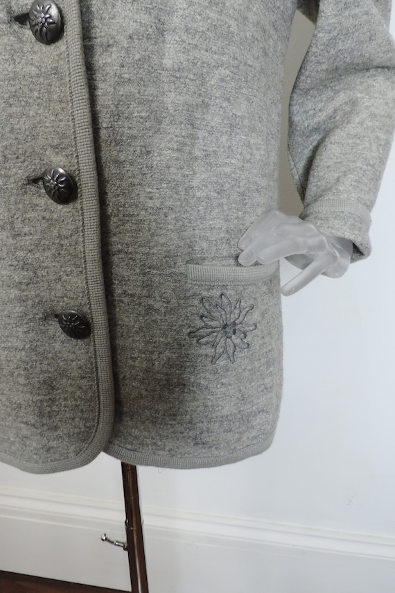 Vintage Wool Bavarian Folk Jacket/ Light Grey Tyr… - image 4