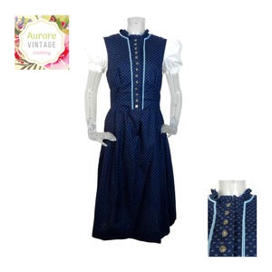Vintage Dirndl Dress/Blue Ditsy Flower Folk Dress/UK 14 Fr 42 /Oktoberfest/Austrian Dress/Trachten/Tyrolean/Bavarian/Alpen Dress/Cottagecore