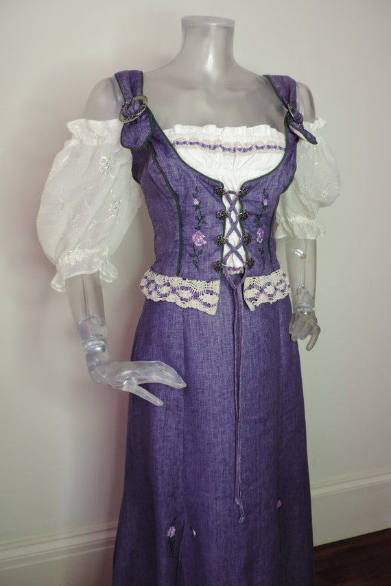 VINTAGE Folk Dress/Purple 2 Pc Skirt Bodice Dirnd… - image 5