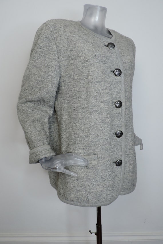 Vintage Wool Bavarian Folk Jacket/ Light Grey Tyr… - image 5