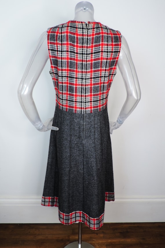 French VINTAGE 1960s Dress /Grey Wool Tartan Skir… - image 9