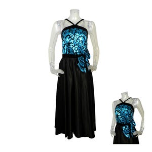 VINTAGE 1980s Dress/Blue Metallic Party Dress/UK 10 F 38/80s Dress/Cocktail Dress/Evening Dress/Avant Garde/ Occasion Dress/Prom Dress