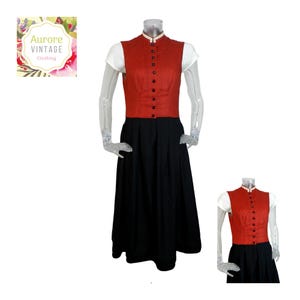 Vintage Dirndl Dress/ Red Check Folk Dress/ UK 10 Fr 38 /Oktoberfest /Austrian/Trachten/German /Tyrolean/Bavarian/Alpen Dress/Prairie  Dress