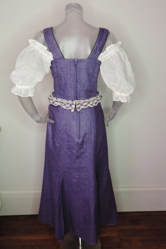VINTAGE Folk Dress/Purple 2 Pc Skirt Bodice Dirnd… - image 8