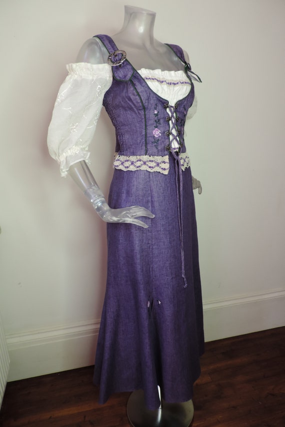 VINTAGE Folk Dress/Purple 2 Pc Skirt Bodice Dirnd… - image 2