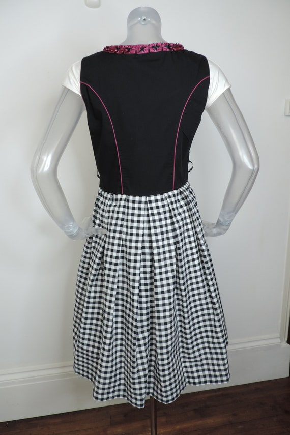 VINTAGE Dirndl Dress/ Black White Check Bohemian … - image 8