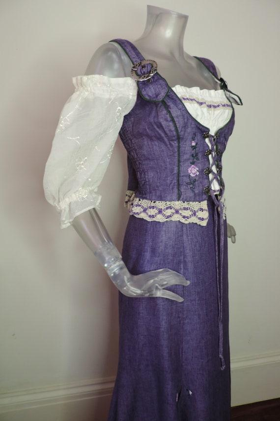 VINTAGE Folk Dress/Purple 2 Pc Skirt Bodice Dirnd… - image 3