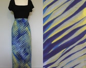 French Guy Dubouis 90s Psyche Green Blue Straight Skirt