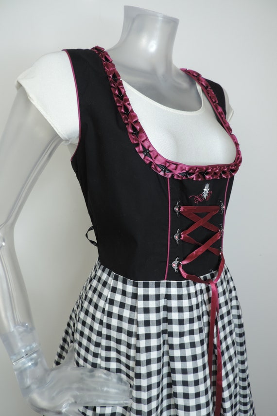 VINTAGE Dirndl Dress/ Black White Check Bohemian … - image 7