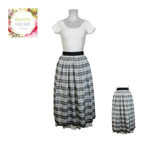 VINTAGE Dirndl Skirt/Black White Check Folk Skirt UK 12  40/Boho/Bavarian/Oktoberfest/Tyrolean Skirt/Country Skirt/Prairie Skirt/Cottagecore