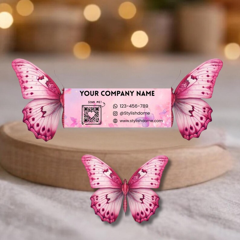 boutique business card butterfly theme editable canva template