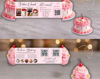 Editable Folded Business Card Template Canva, QR Code Business Card, Printable Double Sided Card, Small Business Marketing Card