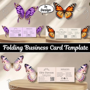 Butterfly Shaped Business Card Set, Unique QR Code Card, Folded Business Card for Creative, IT and Real Estate Professionals