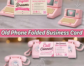 Folded Business Card Canva Template, Editable Small Business Contact Card, Foldable Branding Thank You Card Printable