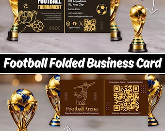 Football Tournament Folding Business Card Template, Soccer Event QR Card, Sports Club Promotion Card, FIFA 2026 Inspired Football Marketing