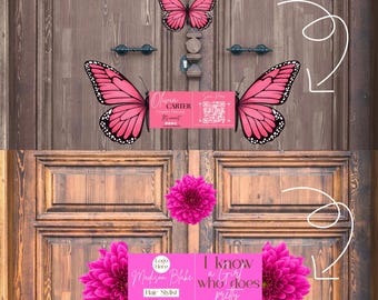 Butterfly Business Card Template Editable Canva, Folded QR Code Card Design, Beauty Branding Printable Digital Download