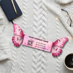 beauty business card butterfly design qr code printable template