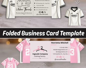 Editable T-Shirt Folded Business Card Template, Apparel Brand Canva Card, Printable Shirt Die Cut Card, Digital Download