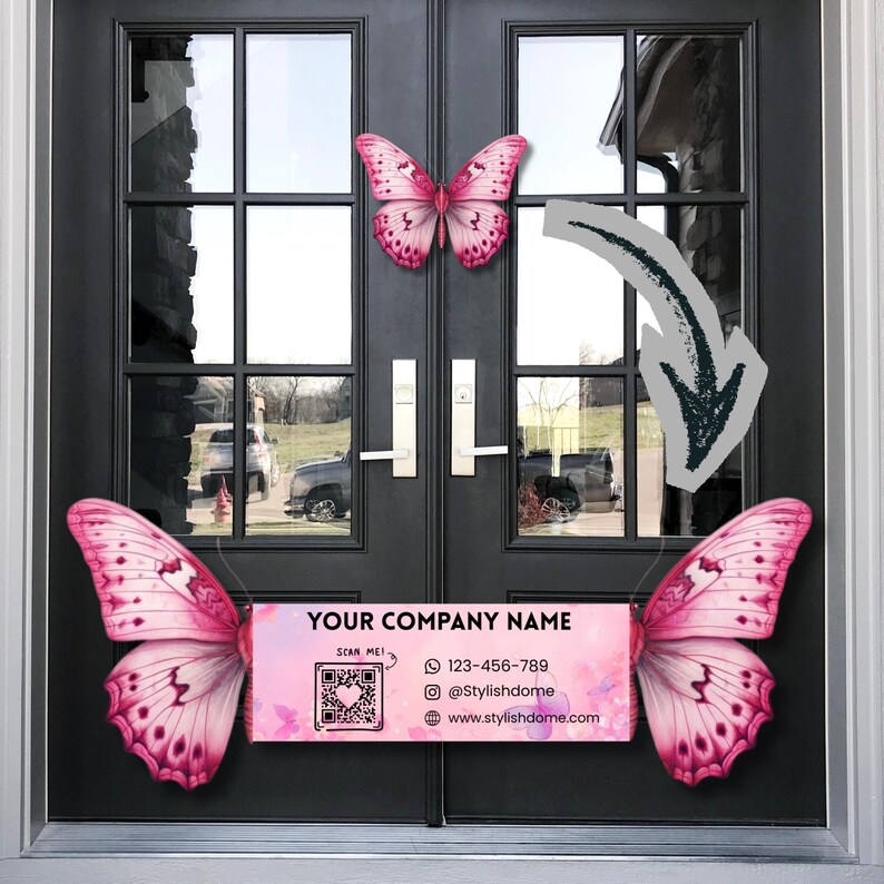 salon business card template butterfly design printable editable