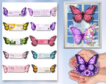Butterfly Fold Business Card Bundle Editable Canva Template, 10 Luxury Folding Butterfly Cards For Beauty Branding