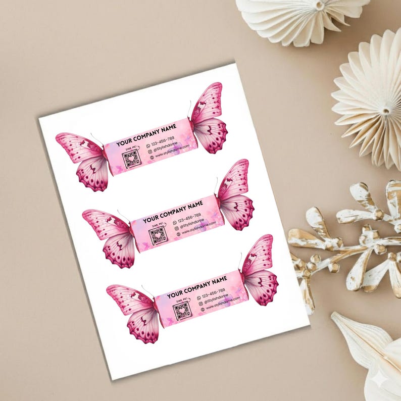 folded business card butterfly theme editable canva qr code card