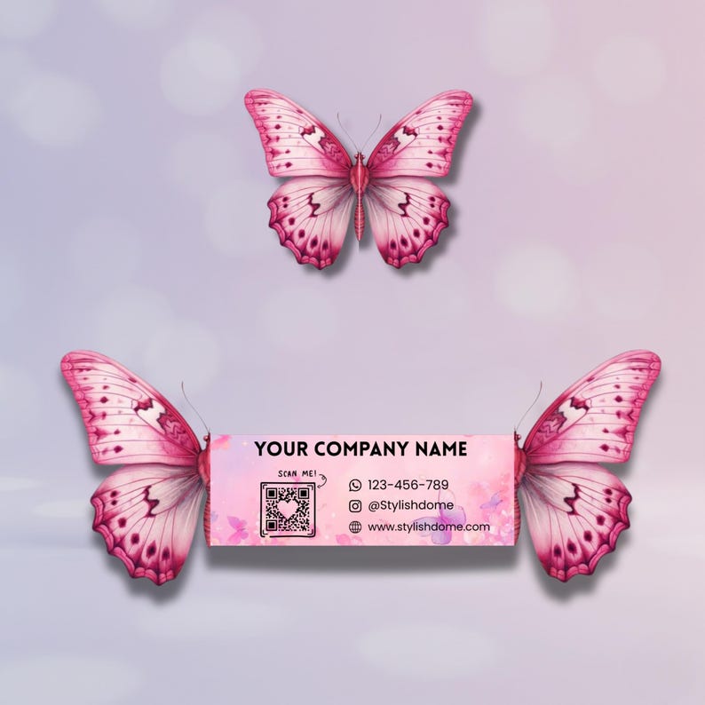lash business card butterfly qr code folded design template