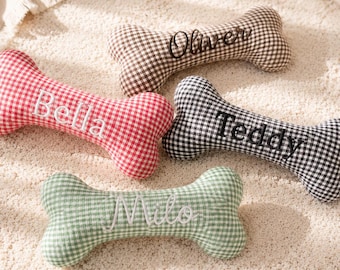 Custom Embroidered Name Dog Bone Toy, Personalized New Puppy Keepsake Gift, Gift for Dog Lovers, Handmade Dog Bone Toy, Gift for Pet Family