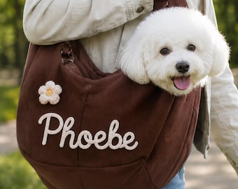 Personalized Pet Sling Carrier, Custom Name Dogs & Cats Shoulder Bag, Hands-Free Travel Carrier for Small Pets, Unique Gifts for Pet Lovers